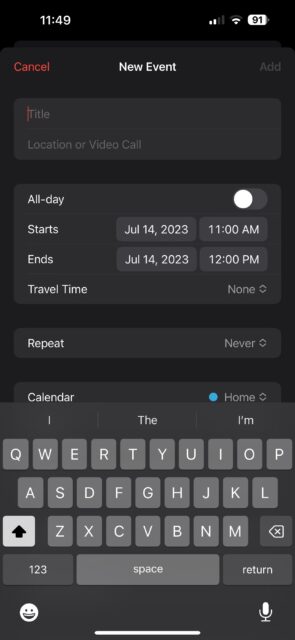 نحوه افزودن رویدادهای سالانه به برنامه Calendar آیفون 1 رویداد جدید در تقویم