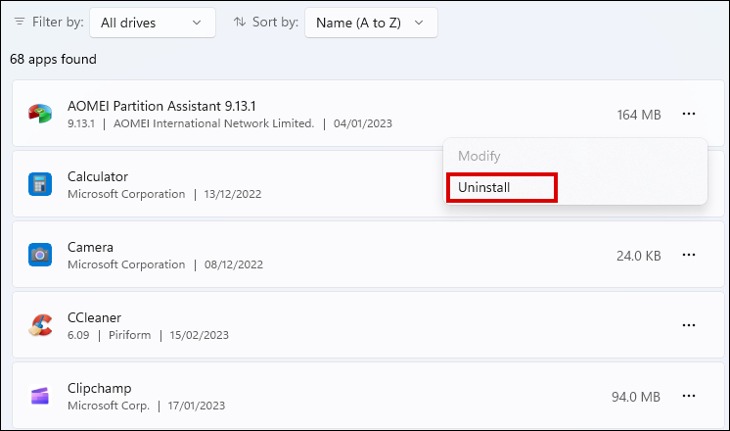 نحوه رفع خطای Exception Breakpoint Has Been Reached در ویندوز 11 1 حذف برنامه ها در ویندوز 11