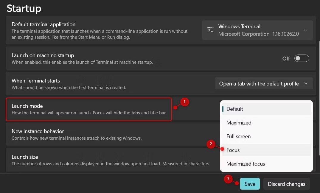 نحوه ورود و خروج به Focus Mode ترمینال در ویندوز 11 1 از تنظیمات ترمینال ویندوز برای فعال کردن حالت فوکوس استفاده کنید