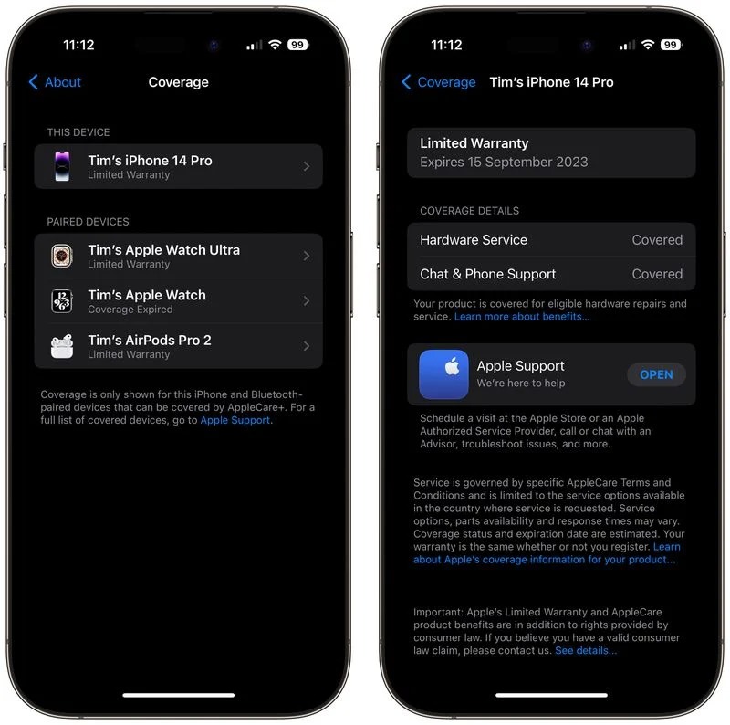 نحوه دسترسی به اطلاعات گارانتی AppleCare در دستگاه اپل 2 نحوه دسترسی به اطلاعات گارانتی AppleCare در دستگاه اپل