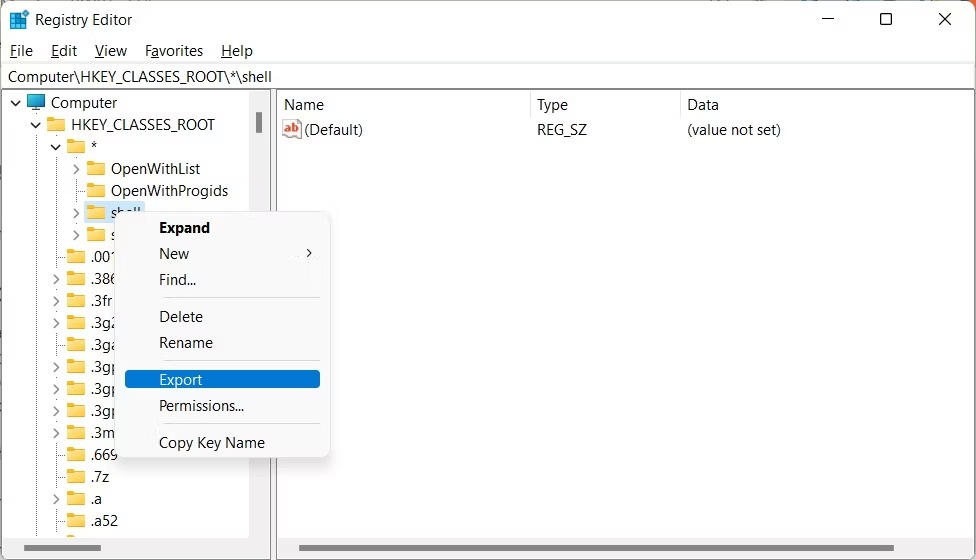 4 راه حل پایدار نماندن تنظیمات Group Policy و Registry در ویندوز 11 2 صادرات یک کلید در ویرایشگر رجیستری در ویندوز