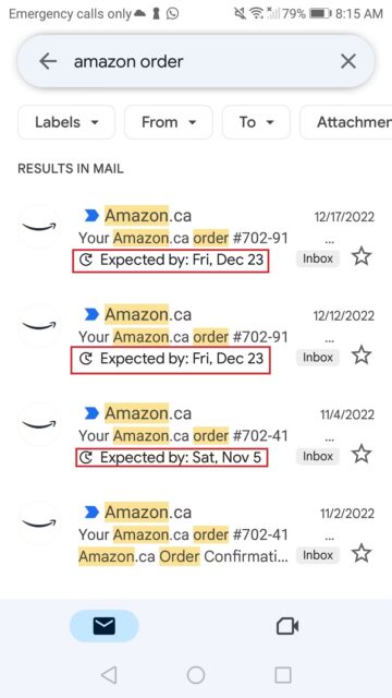 نحوه استفاده از Package Tracking در Gmail اندروید 3 نمایش ردیابی بسته چگونه به نظر می رسد