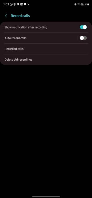 نحوه ضبط تماس در گوشی سامسونگ گلکسی 2 منوی ضبط تماس در برنامه Samsung Galaxy Phone