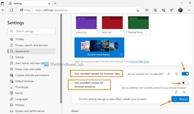 نحوه روشن و خاموش کردن گوشه های نرم مایکروسافت اج در ویندوز 11 2 گوشه های گرد را با استفاده از تنظیمات لبه خاموش کنید