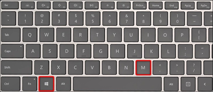7 روش سریع رسیدن به دسکتاپ در ویندوز 11 3 Windows+M را فشار دهید.