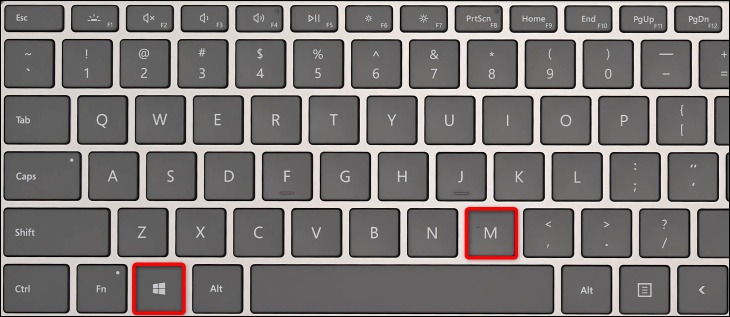 Windows+M را فشار دهید.