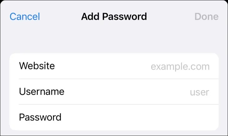 نحوه استفاده از Password Manager مخفی اپل در آیفون و آیپد 3 اضافه کردن رمز جدید به رمزهای عبور iCloud در آیفون
