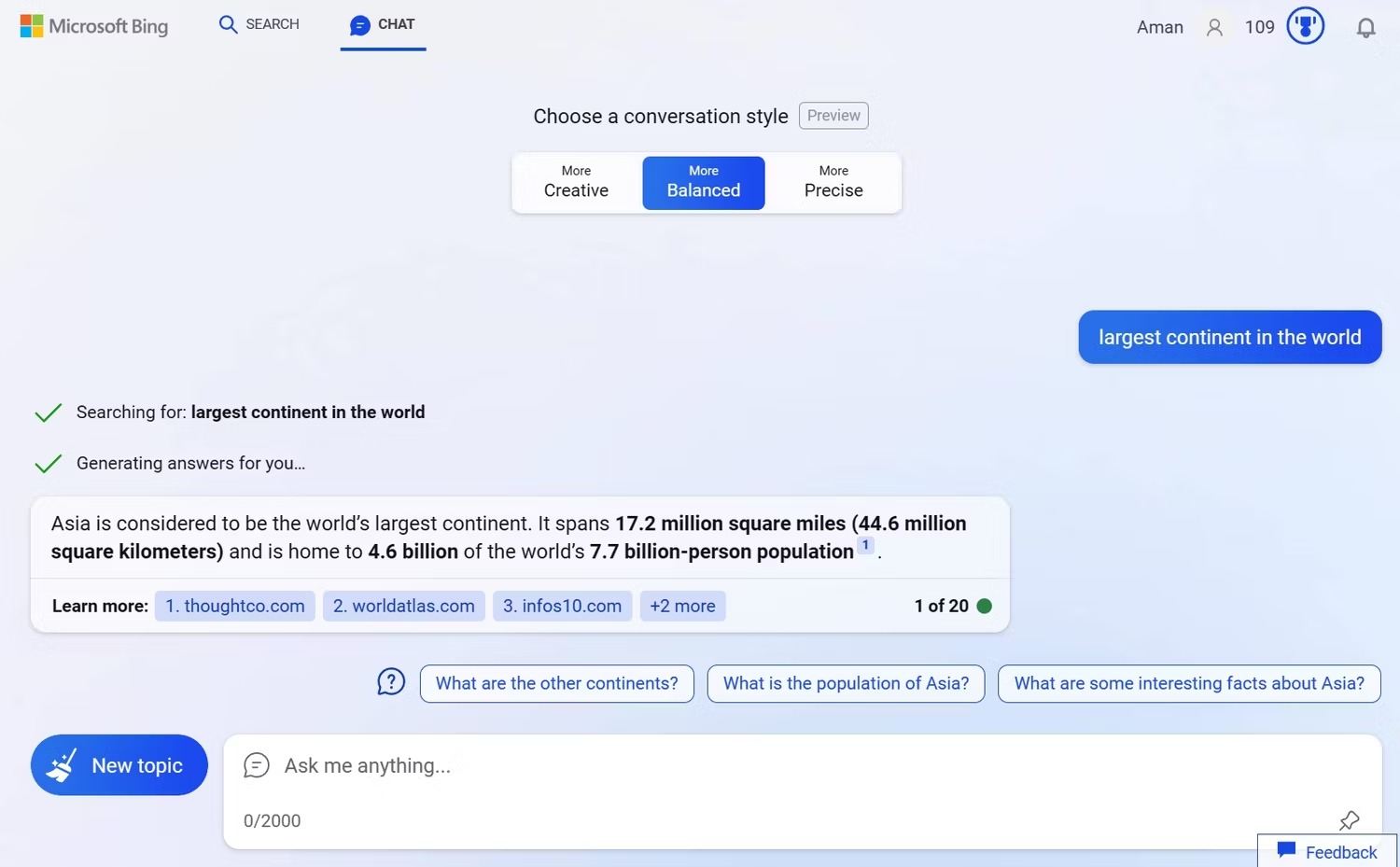 نحوه فعال یا غیر فعال کردن Bing Chat AI در تسک بار ویندوز 11 3 نتیجه چت بینگ در مایکروسافت بینگ