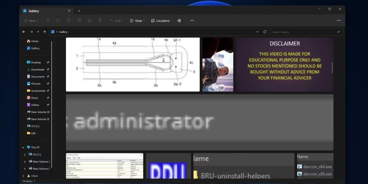 گالری در Windows File Explorer