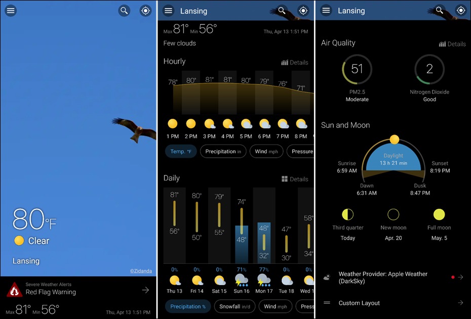 نحوه استفاده از Dark Sky در اندروید 3 برنامه آب و هوا