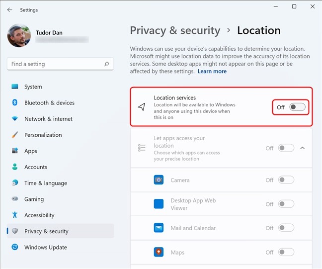 نحوه تنظیم و پیکربندی Location Services در ویندوز 11 3 خدمات موقعیت مکانی را در ویندوز 11 روشن و خاموش کنید