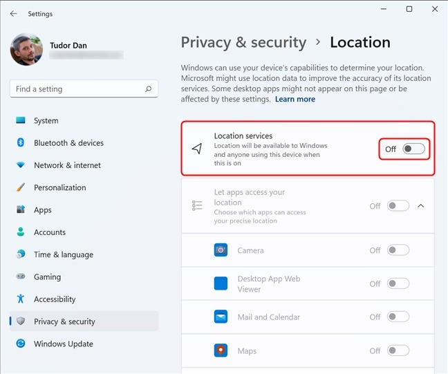 خدمات موقعیت مکانی را در ویندوز 11 روشن و خاموش کنید