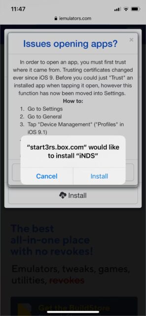 هشدار نصب شبیه ساز iNDS در iOS