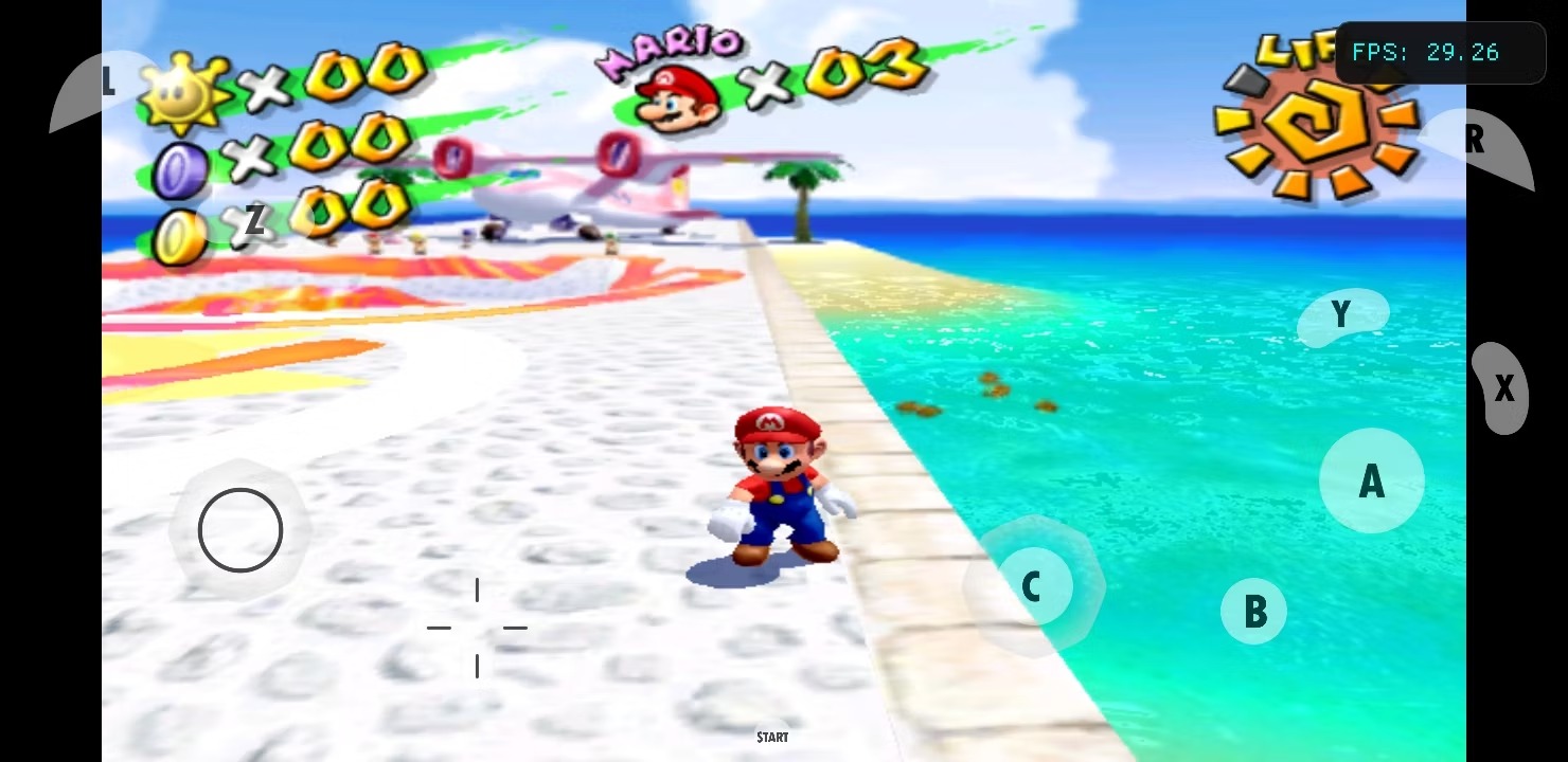 Super Mario Sunshine در حال اجرا روی Dolphin
