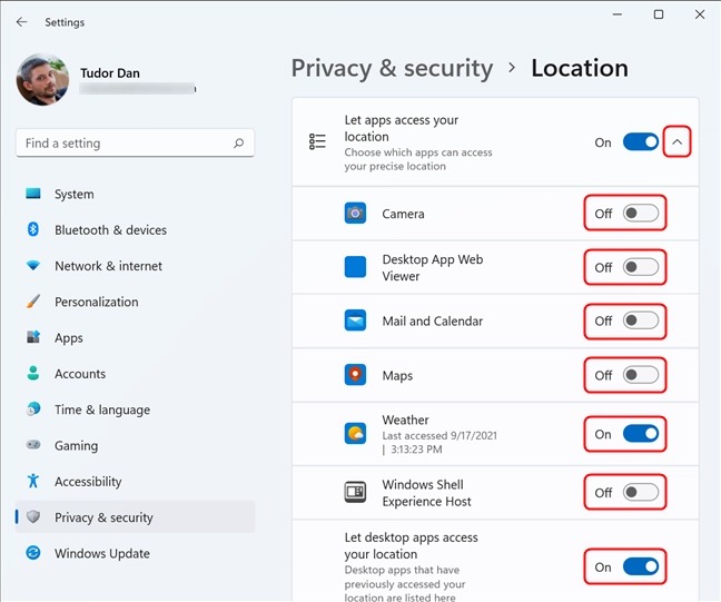 نحوه تنظیم و پیکربندی Location Services در ویندوز 11 5 انتخاب کنید کدام برنامه ها به مکان شما دسترسی دارند