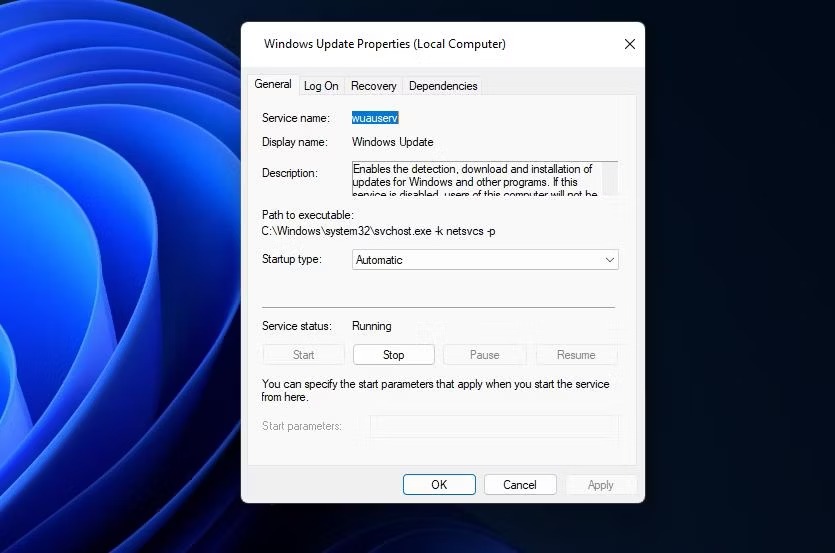 نحوه حل ارور Server Stumbled در مایکروسافت استور در ویندوز 11 5 پنجره Windows Update Properties
