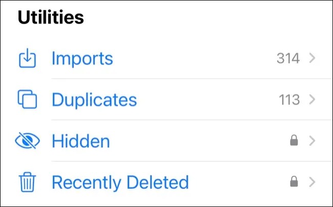 10 قابلیت برنامه Photos آیفون که باید از آن استفاده کنید 6 به بخش 'Utilities' در برگه 'Albums' بروید