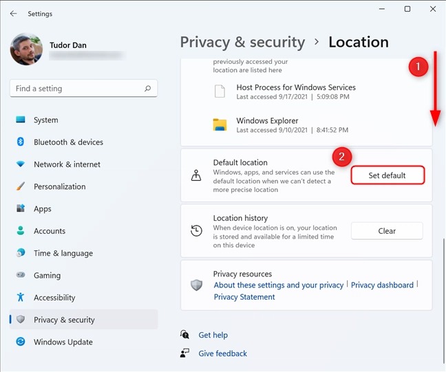نحوه تنظیم و پیکربندی Location Services در ویندوز 11 6 تنظیم موقعیت پیش فرض در ویندوز 11