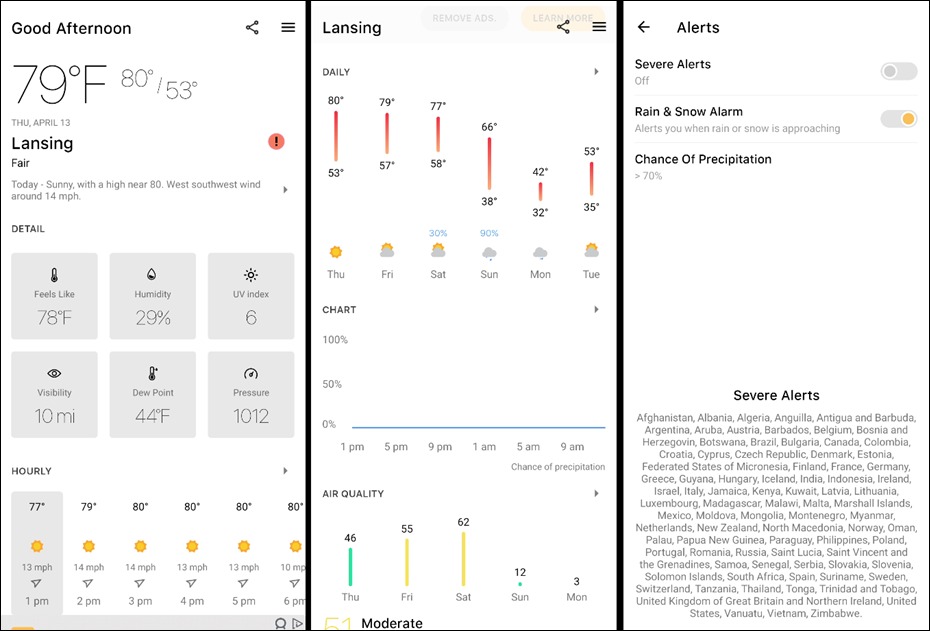 نحوه استفاده از Dark Sky در اندروید 4 هوای امروز