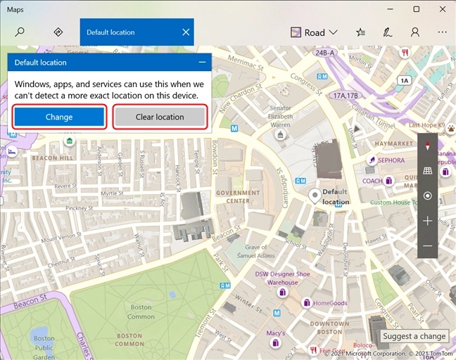 نحوه تنظیم و پیکربندی Location Services در ویندوز 11 7 تغییر و پاک کردن مکان پیش فرض در ویندوز 11