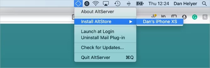 گزینه AltStore را از برنامه نوار منو در مک نصب کنید
