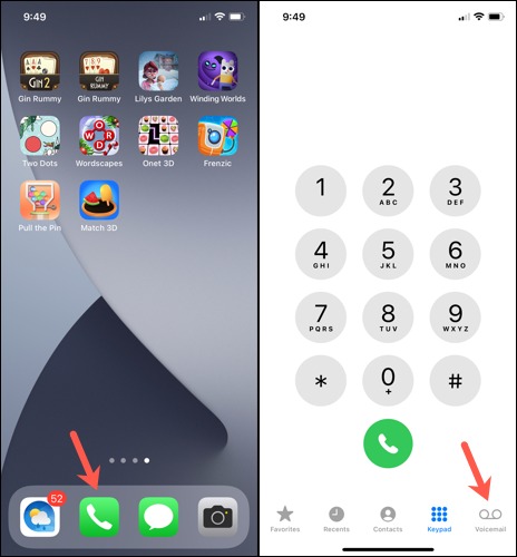 نحوه ذخیره Voicemail در آیفون 1 برنامه تلفن، برگه پست صوتی