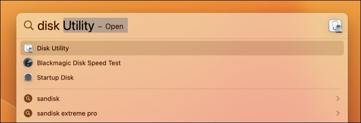 نحوه استفاده از Disk Utility در مک 1 جستجوی macOS Disk Utility با Spotlight