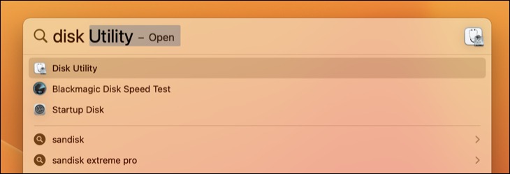 جستجوی macOS Disk Utility با Spotlight