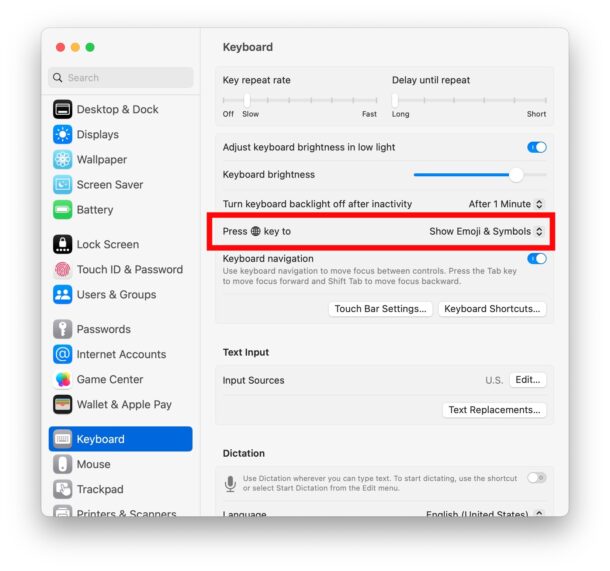 کلید میانبر Show Emoji در Mac را در تنظیمات سیستم فعال کنید