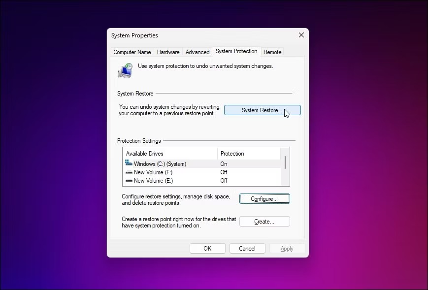 نحوه استفاده از System Restore برای بازگرداندن ویندوز 11 1 حفاظت سیستم بازیابی سیستم