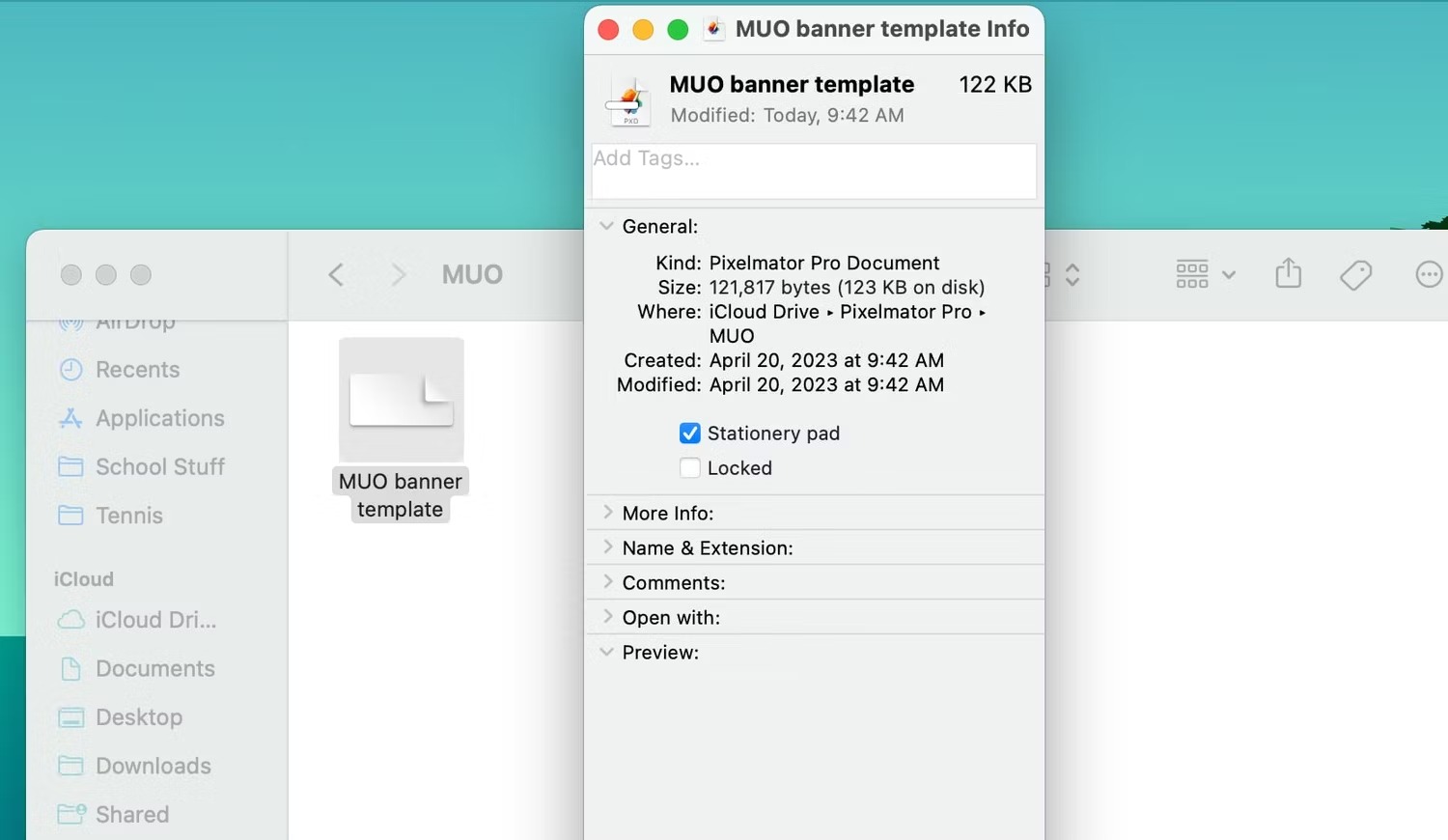 چگونه یک فایل الگو برای هر برنامه ای در مک بسازیم 2 پانل دریافت اطلاعات در macOS