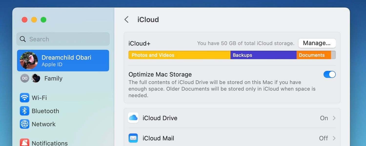 7 راه جلوگیری از پر شدن حافظه مک 2 بهینه سازی جابجایی Mac Storage در منوی iCloud تنظیمات سیستم