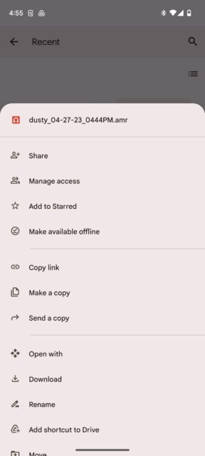Download a voicemail file in Google Drive