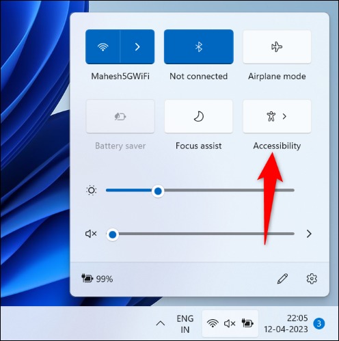 نحوه خاموش کردن Stickey Keys در ویندوز 11 3 'Accessibility' را در منو انتخاب کنید.