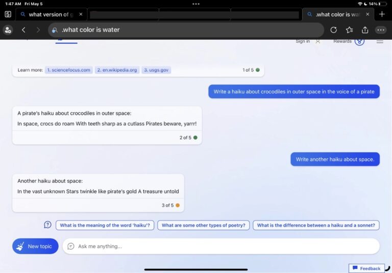 استفاده از ربات چت Bing AI ChatGPT در Edge برای iPhone و iPad