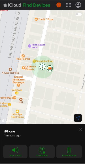 نحوه پیدا کردن آیفون گمشده با گوشی اندروید 3 وب سایت iCLoud که یک آیفون گم شده را نشان می دهد.