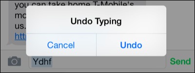 درخواست Undo Typing در آیفون.