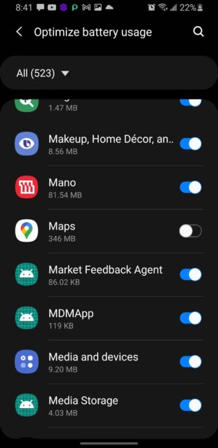 نحوه حل مشکل کار نکردن صدای مسیریابی Google Map در اندروید 3 اسکرین شات تنظیمات بهینه سازی باتری برنامه ها