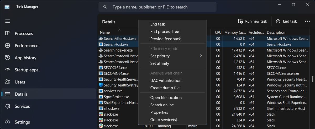 نحوه حل مشکل باز شدن خود به خود منوی جستجو در ویندوز 11 3 پایان فرآیند SearchHost.exe