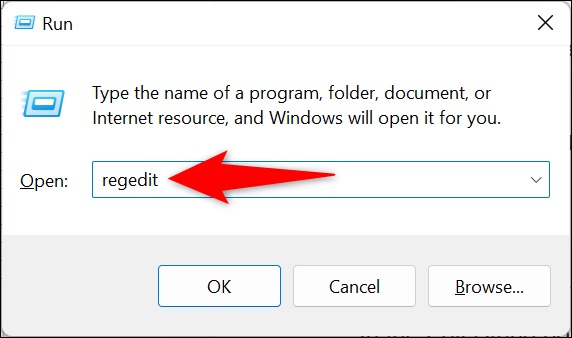 نحوه خاموش کردن Stickey Keys در ویندوز 11 8 'regedit' را تایپ کرده و Enter را فشار دهید.