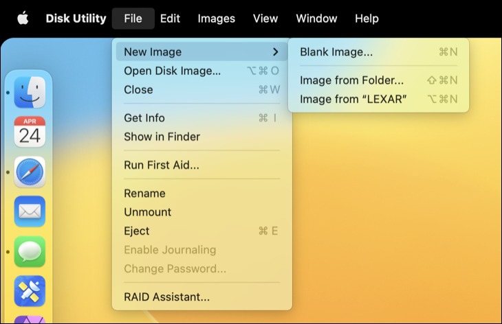 نحوه استفاده از Disk Utility در مک 8 ایجاد یک تصویر دیسک جدید (DMG) با Disk Utility