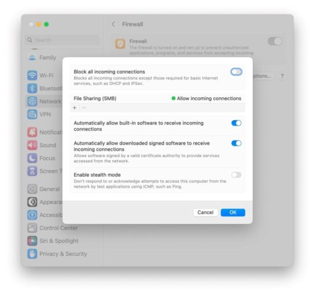 نحوه فعال یا غیر فعال کردن Firewall در MacOS Ventura