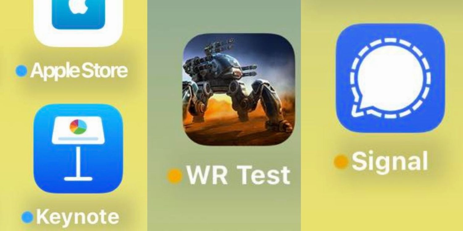 برنامه‌های iOS با نقطه‌های آبی و نارنجی درست در کنار نام‌شان
