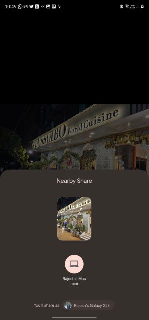 منوی Nearby Share در تلفن سامسونگ