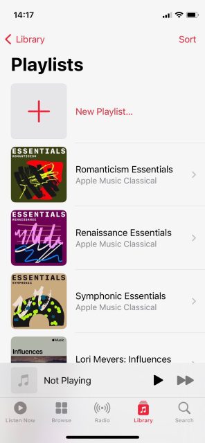 اسکرین شات از تمام لیست های پخش Apple Music