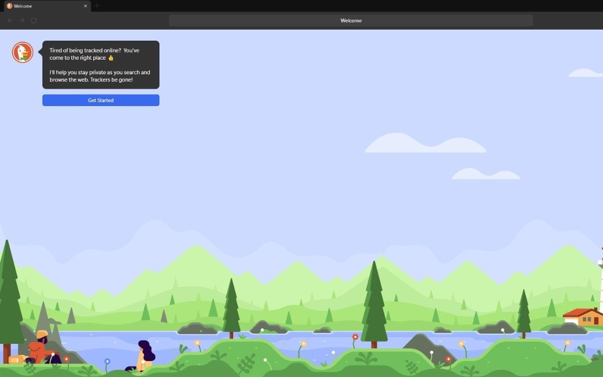 تصویری از صفحه اصلی ویندوز DuckDuckGo