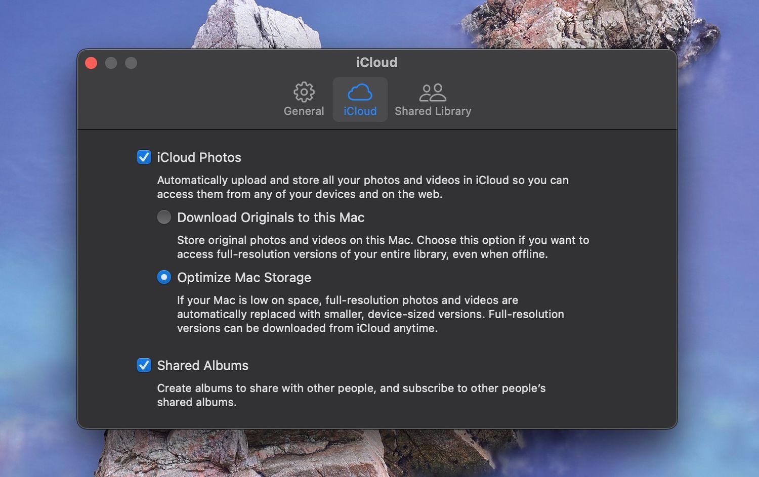 تنظیمات iCloud Photos در macOS