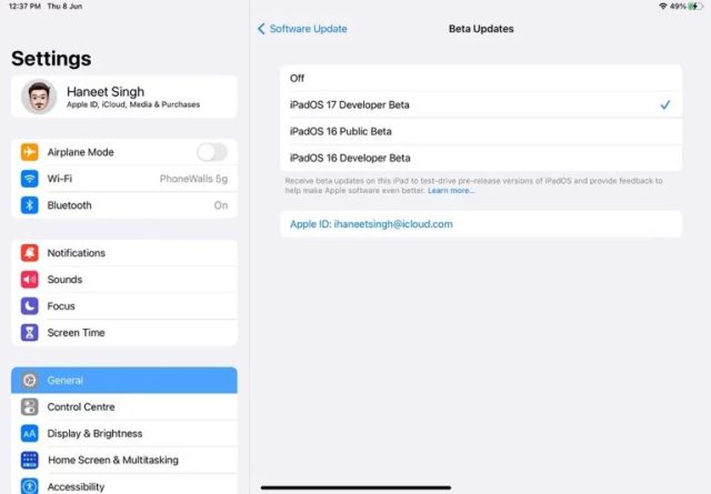 iPadOS 17 Developer Beta