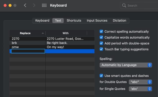 نحوه تنظیم Text Replacement در مک