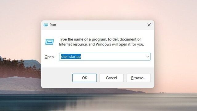 پوشه Startup را با استفاده از Run Command باز کنید